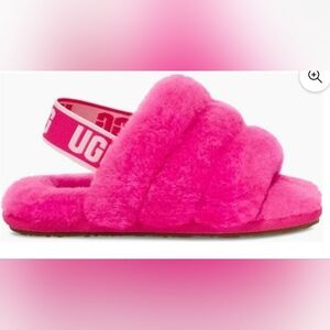 UGG Girls' Fluff Yeah Slide Sandal - Rock Rose Kid Size 1